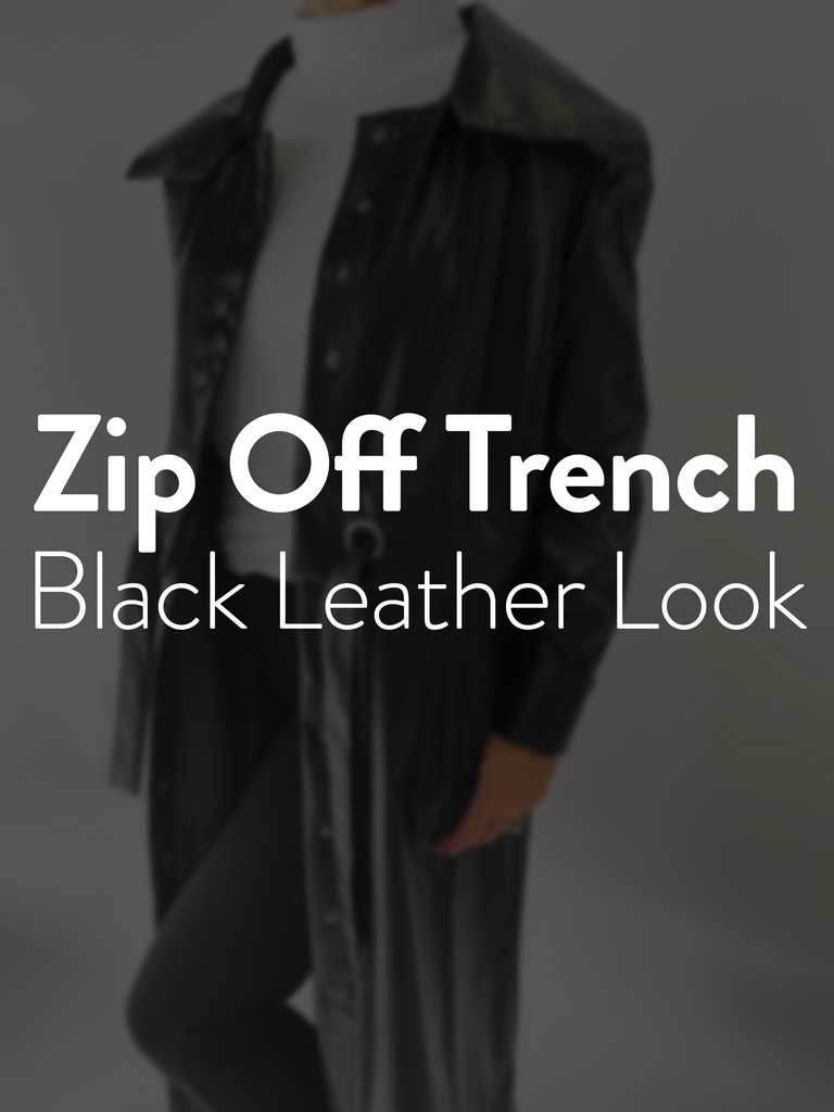 Zip Off Trench - Black Leather Look