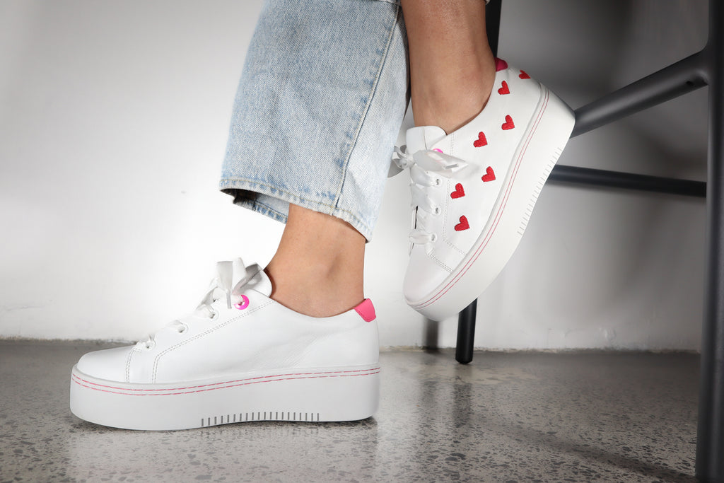 Ace of Hearts White Red Pink / 36 Footwear Minx