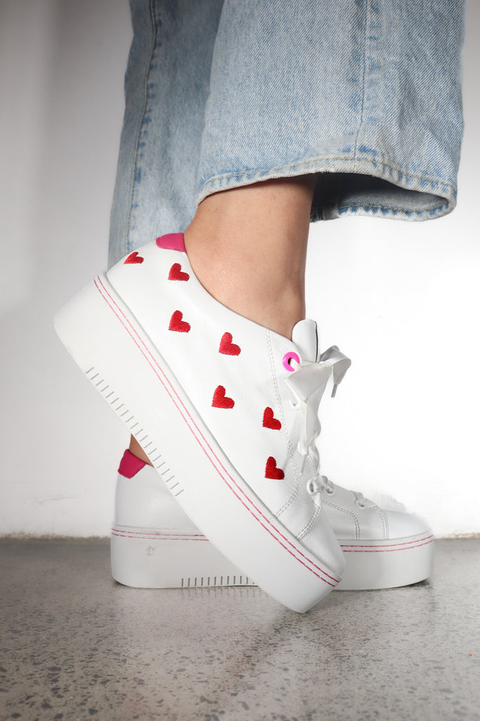 Ace of Hearts White Red Pink / 36 Footwear Minx