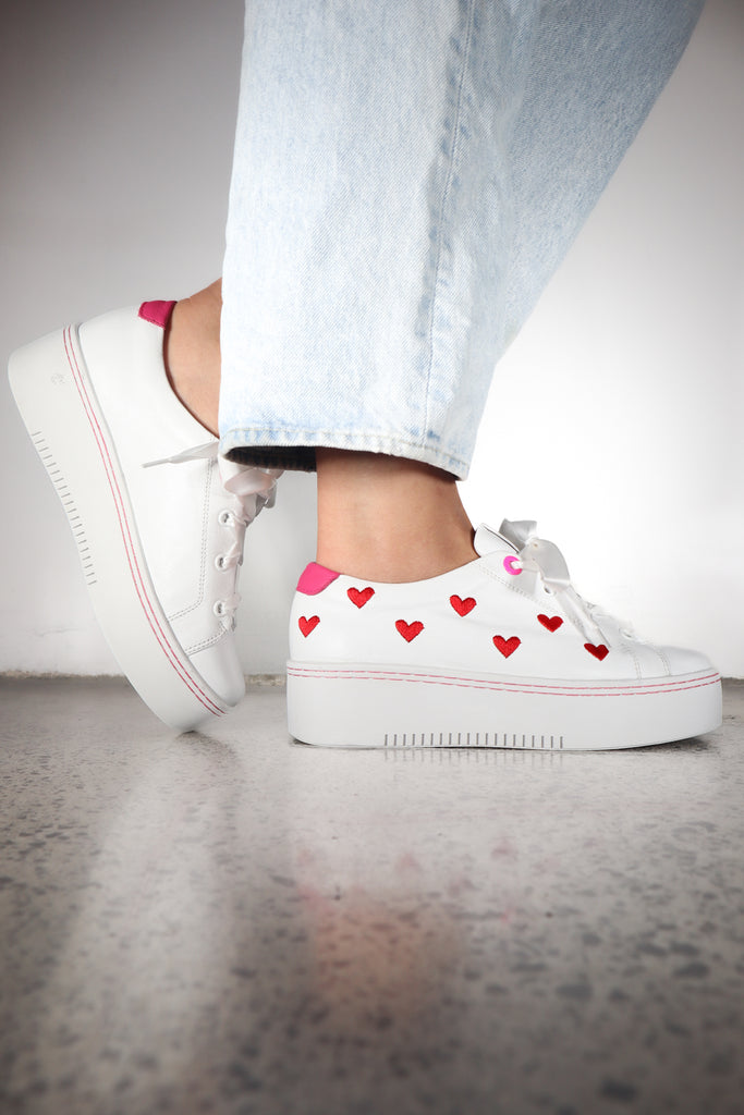 Ace of Hearts White Red Pink / 36 Footwear Minx