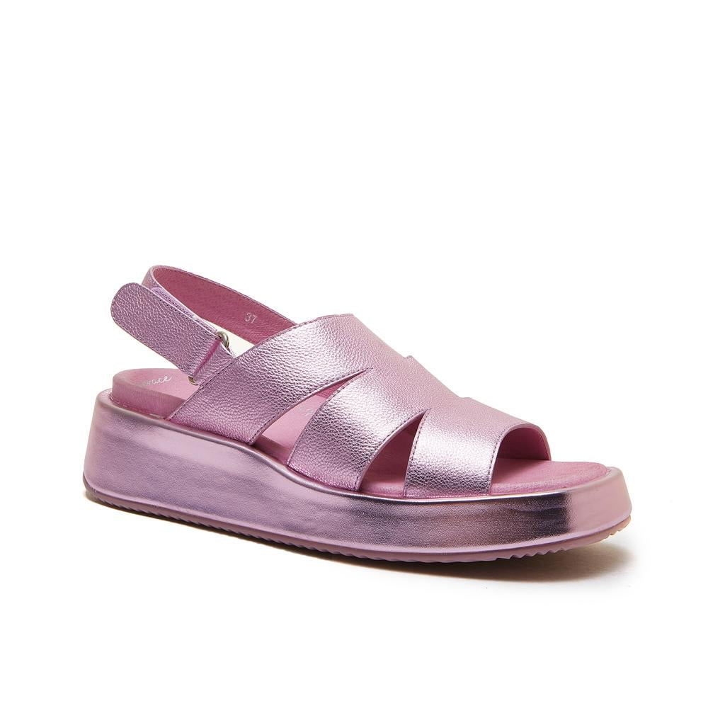 Aura Sweet Pink Metallic Sandals Footwear Minx