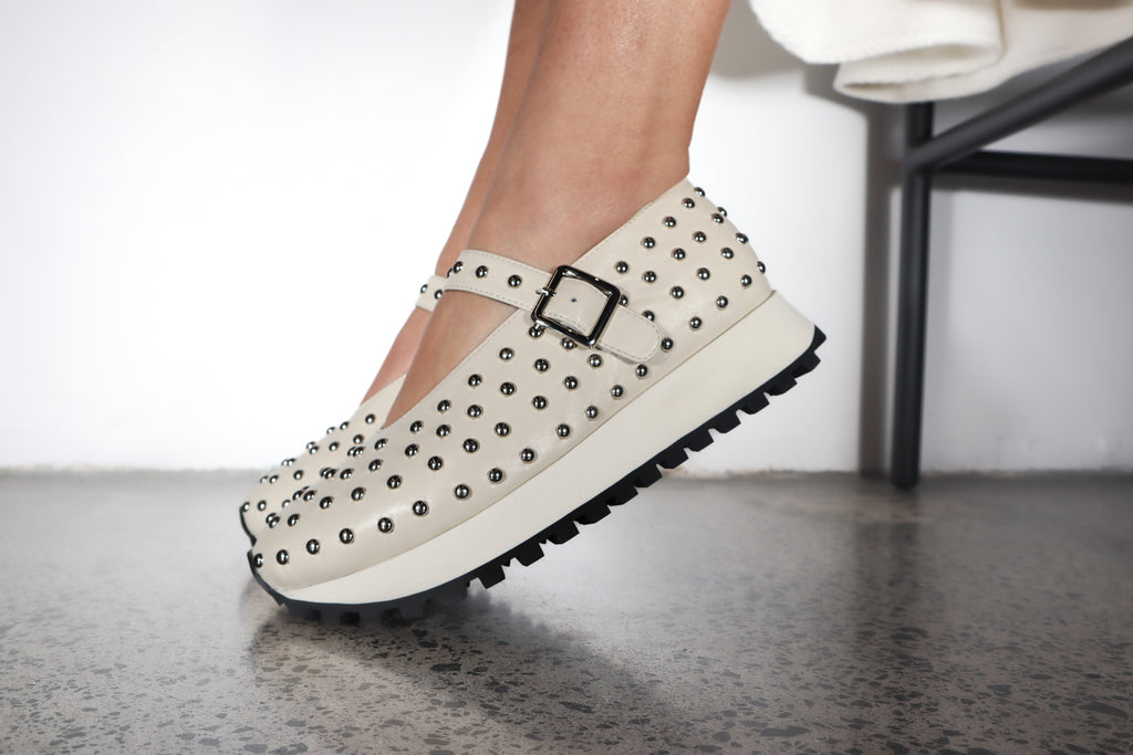 Brinley Stud White Shoe Footwear Minx