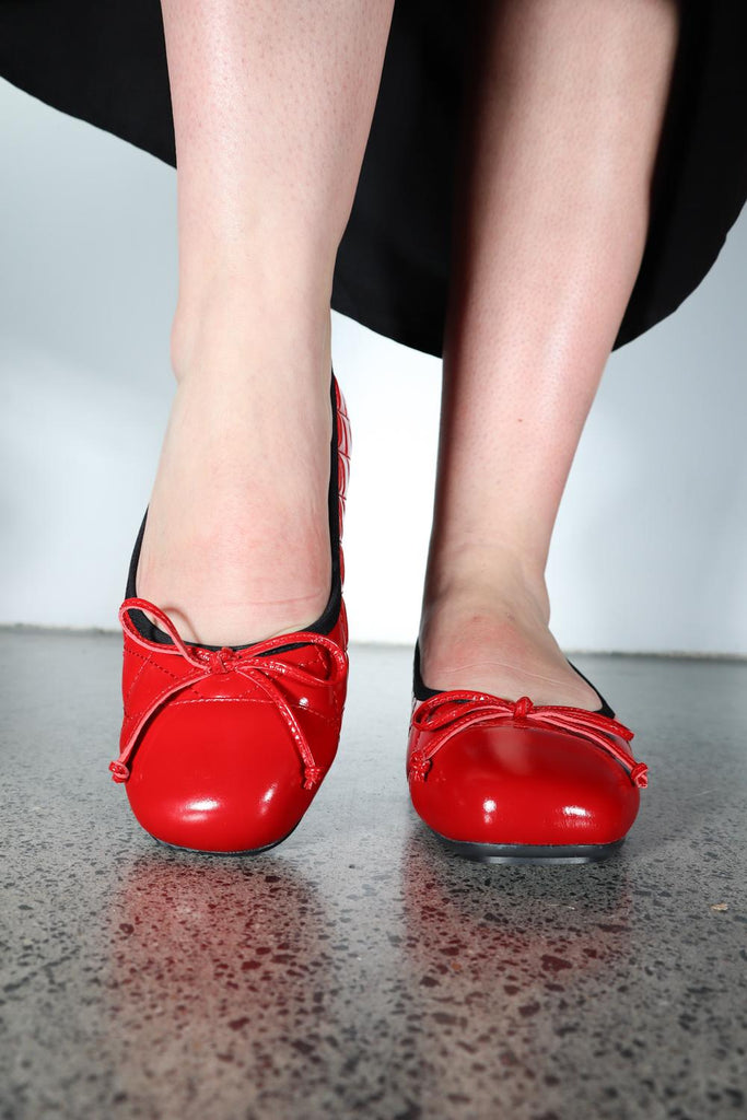 Claire Red Patent, Red Quilted / 36 Footwear Minx