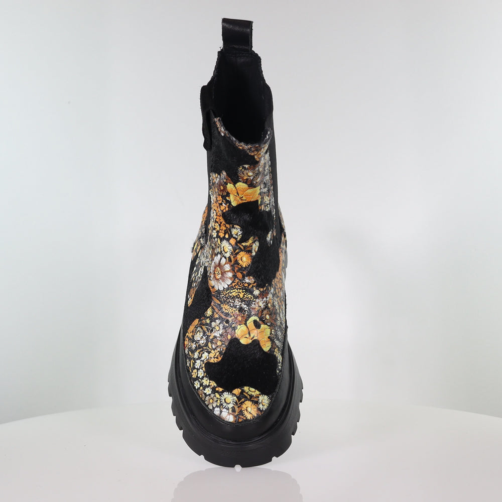 Elora Mustard Floral Pony Boot Footwear Minx