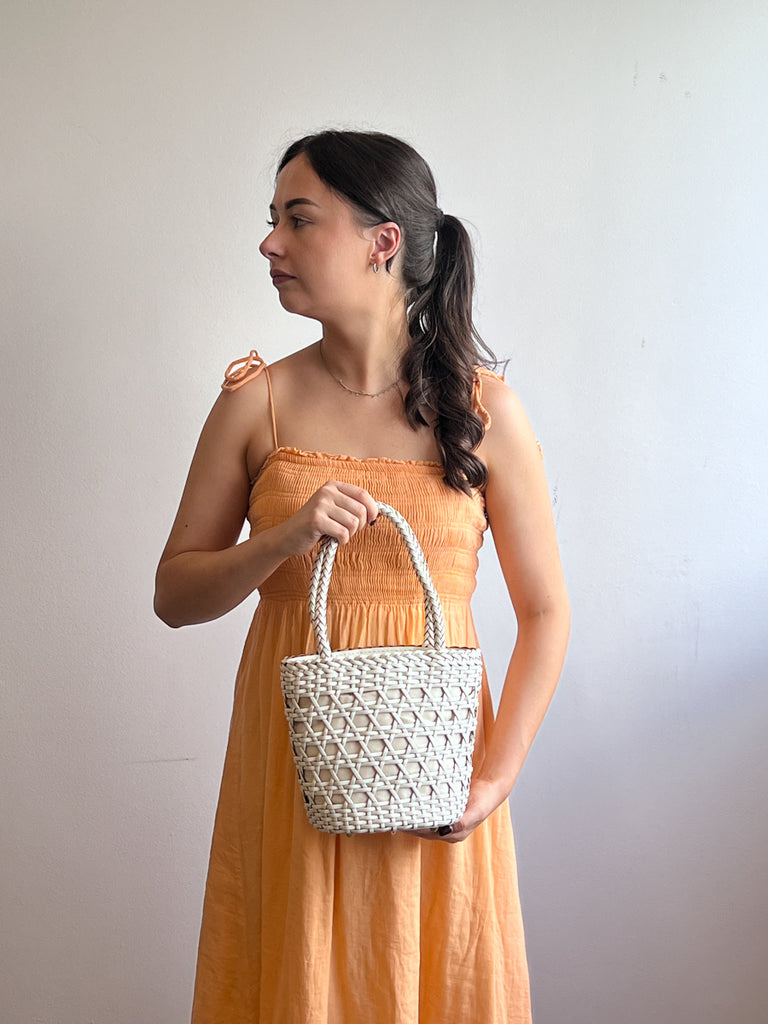 Emily In Paris Bucket Bag Ivory Weave Bags Minx