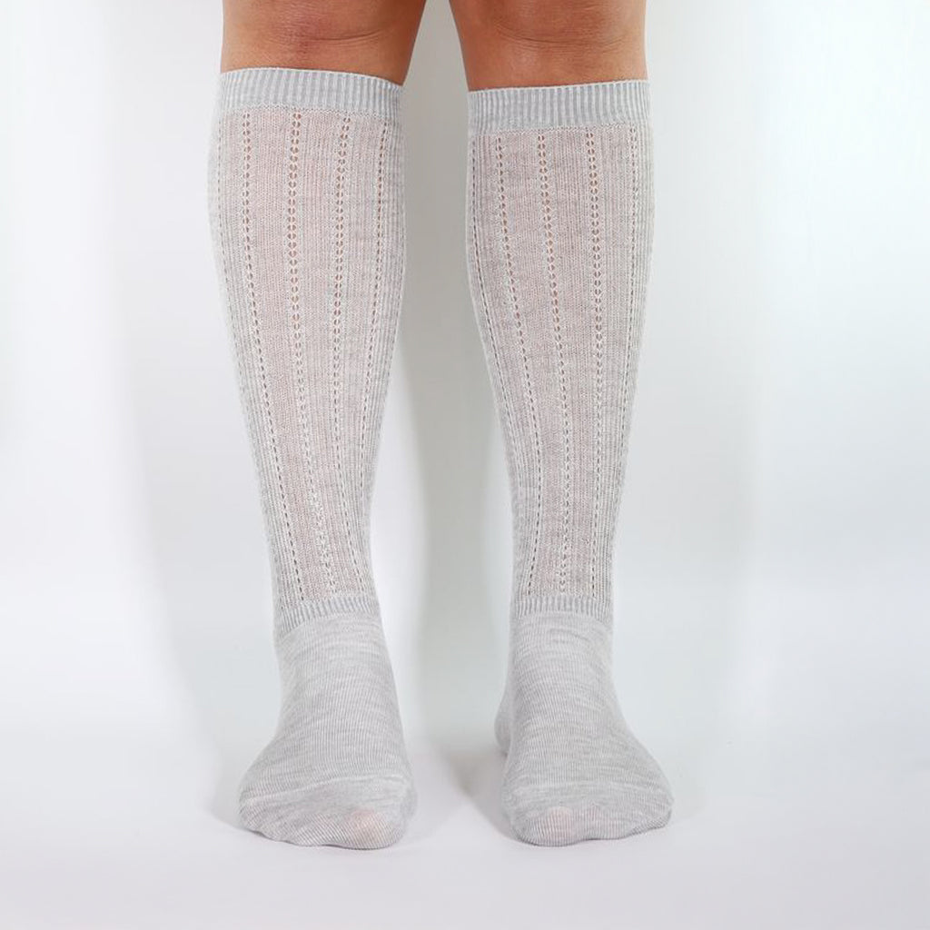 Fine Knit Knee High Sock Gray Sockette Minx