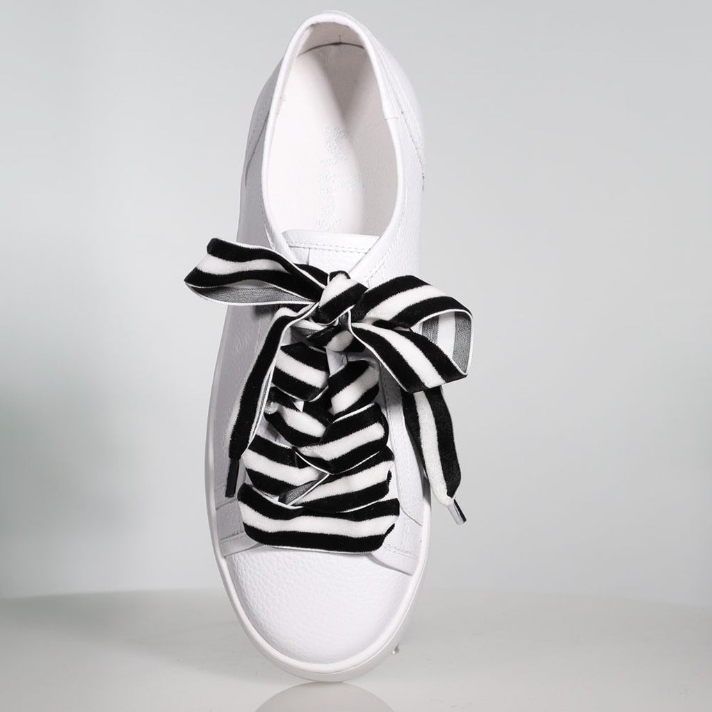 Velvet Stripes (2 PK) Black White Stripe, French Stripe Shoe Laces Minx