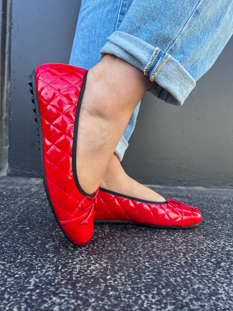 Claire Red Patent, Red Quilted / 36 Footwear Minx
