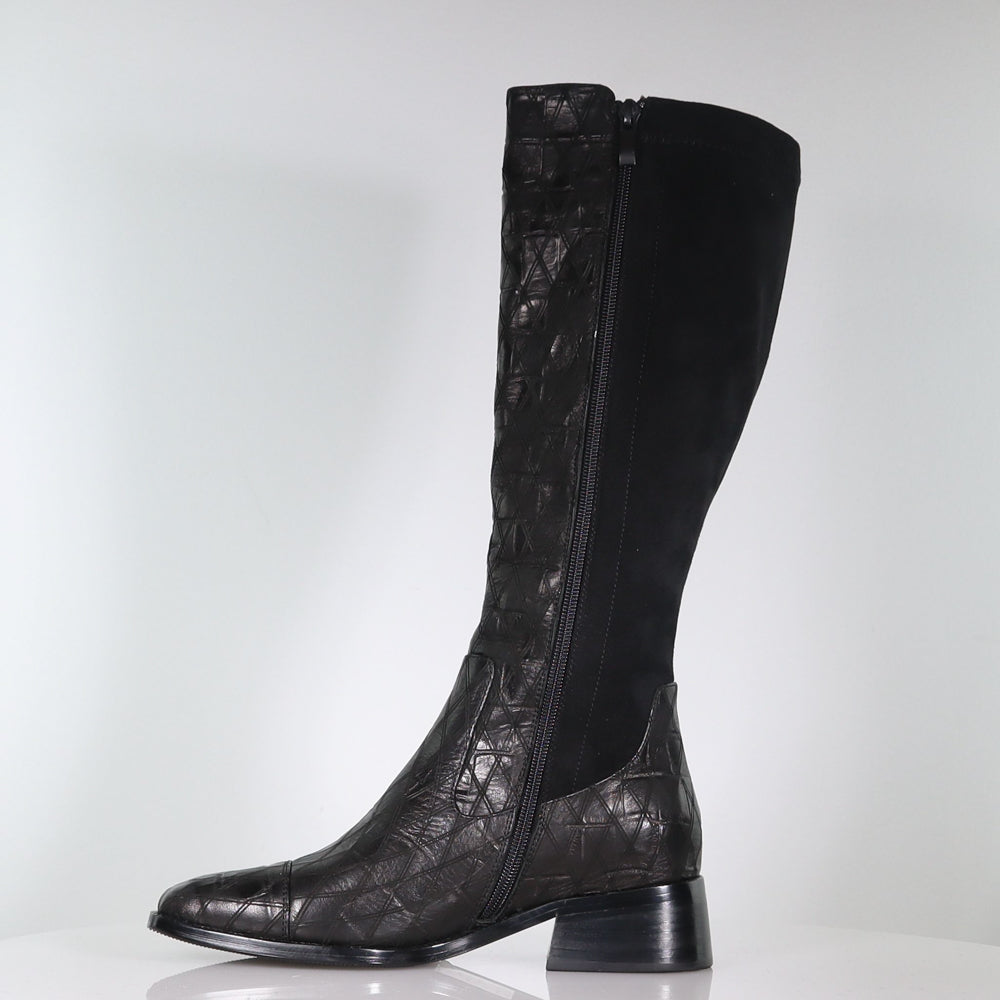 Quest Black Emboss Boots Footwear Minx