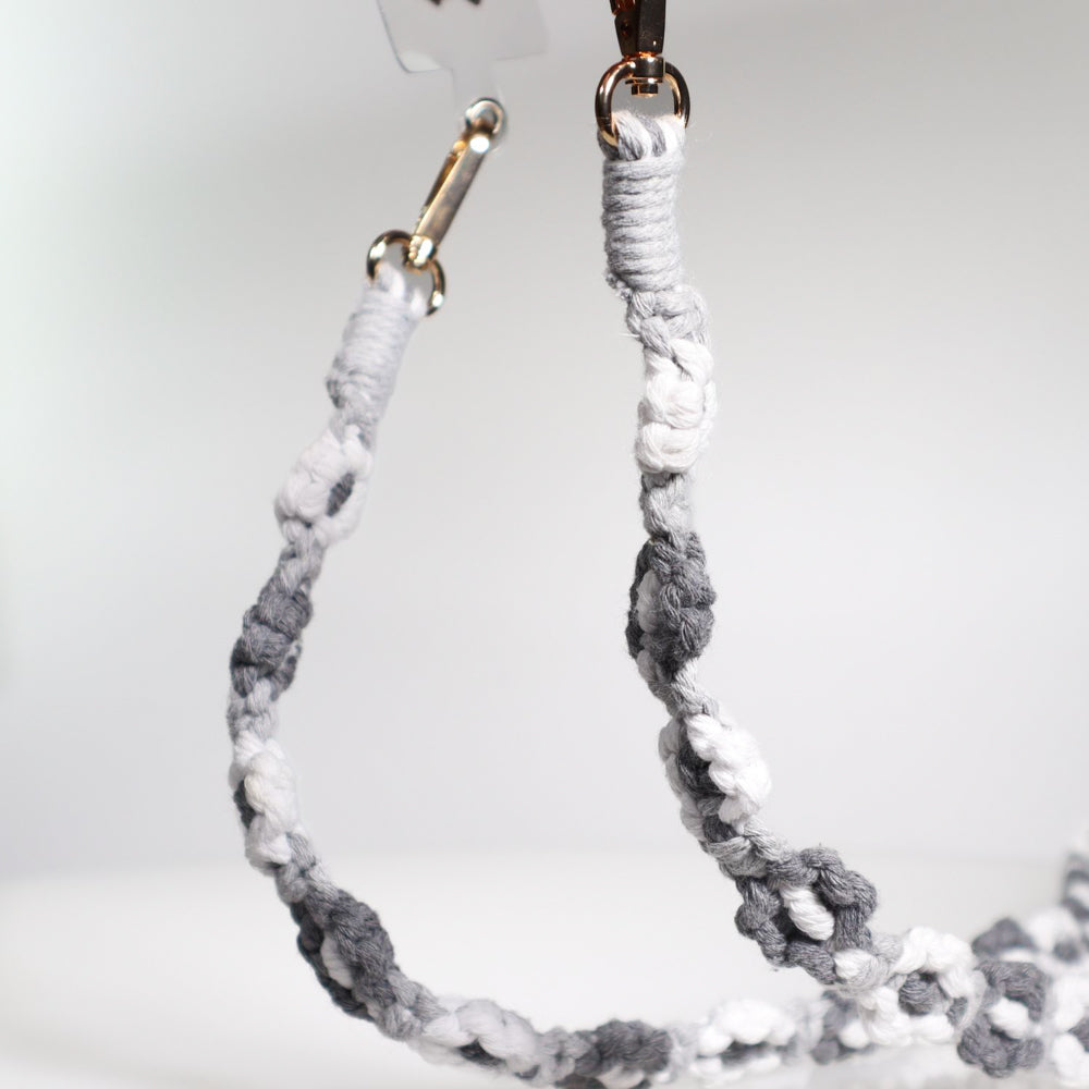 Macrame Flower Bag Strap Grey and White Accessories Minx