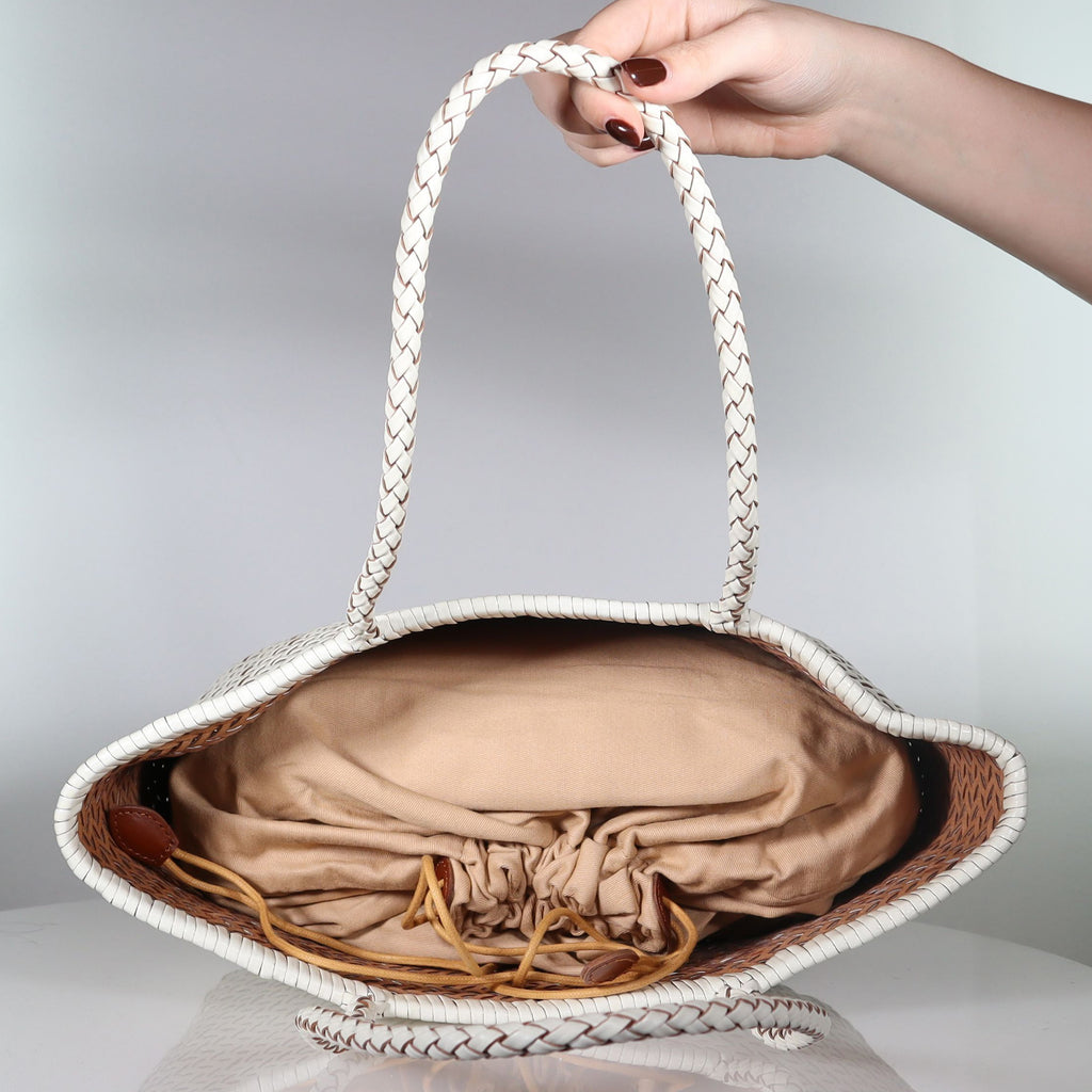 The Riviera Bag Ivory/ Tan Weave Bags Minx