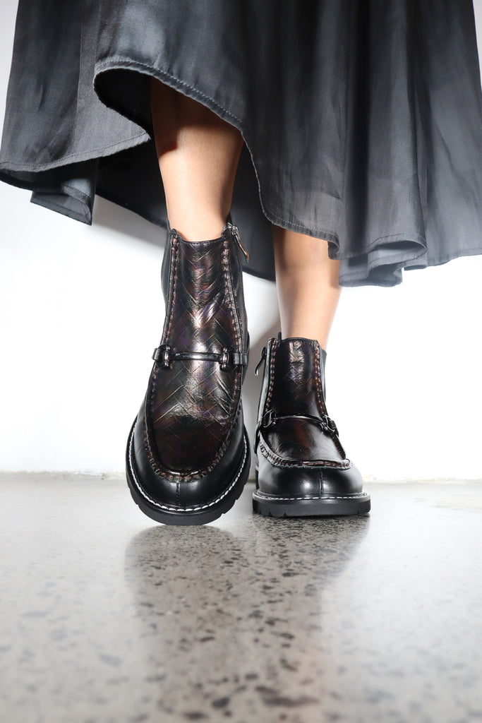 Rylan Black Metallic Weave Combo Boots Footwear Minx