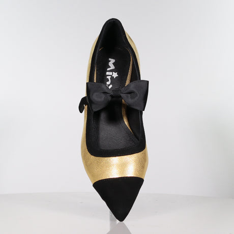 37 SAMPLE - WHITNEY/GOLD BLACK SUEDE DETACHABLE BOW Default Title MINX Footwear | C.REED Clothing