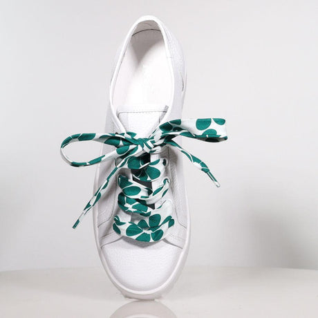 Bold Flower White Green Flower Shoe Laces Minx