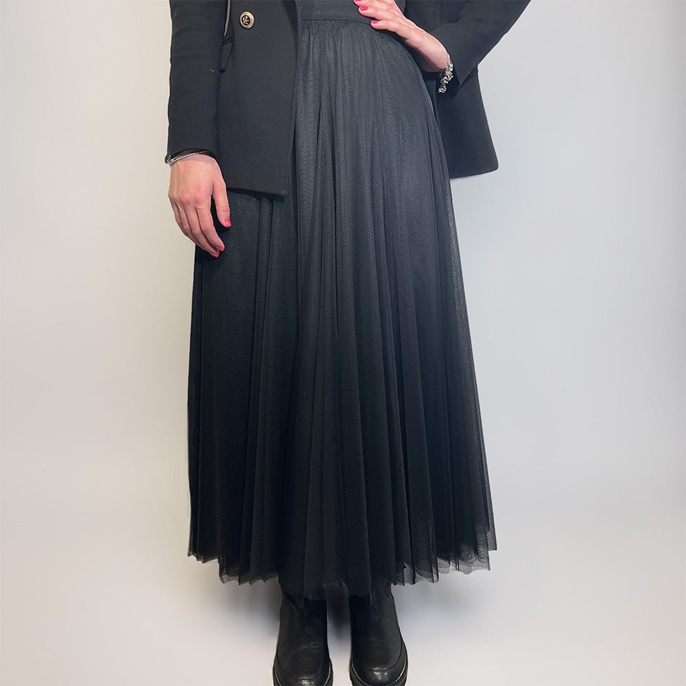 スカート SEA CHINO PLEATED SWAN SKIRT BLACK SALE] SEA CHINO PLEATED SWAN SKIRT
