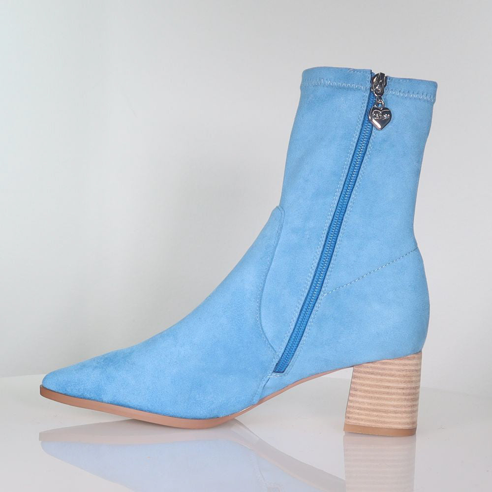 Crest Sky Blue Suede Boot Footwear Minx