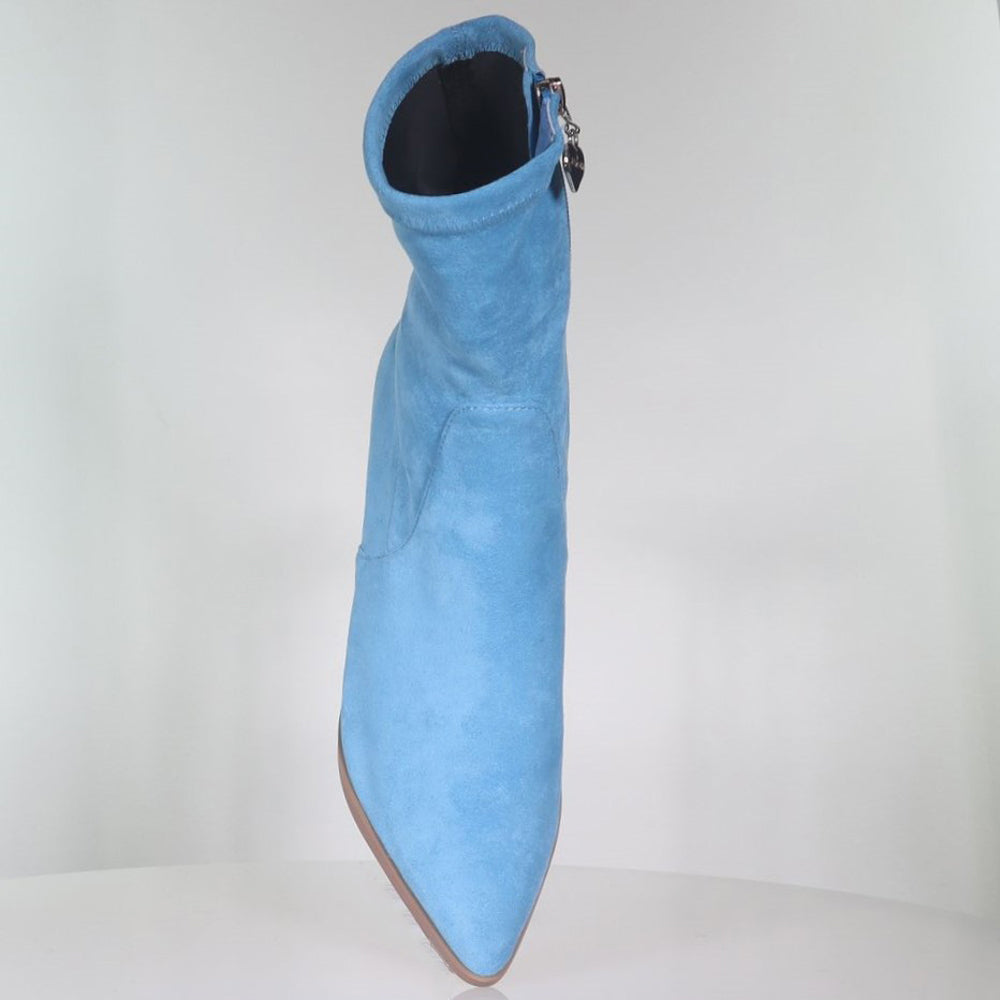 Crest Sky Blue Suede Boot Footwear Minx