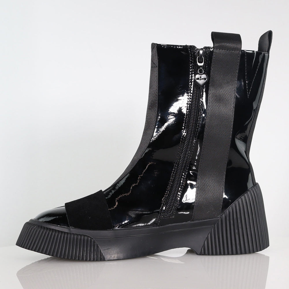 Edna Black Patent Ankle Boot Footwear Minx