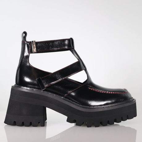 Halo Black Oil Bordo Stitch Shoe Footwear Minx