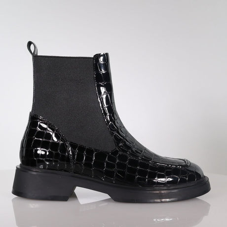 Jodi - PRE ORDER Black Croc Patent Boot Footwear Minx