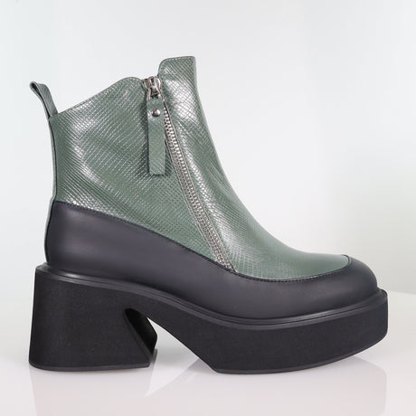 Sable Dark Sage Emboss Ankle Boot Footwear Minx