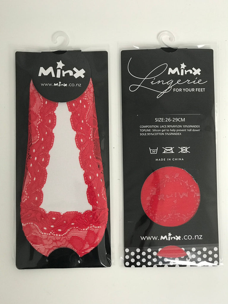 Lace Sockette Single (Red) O/S Socks MINX Accessories