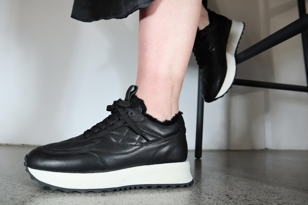 Maxim Black Nappa Quilt Black Shearling / 36 Footwear Minx