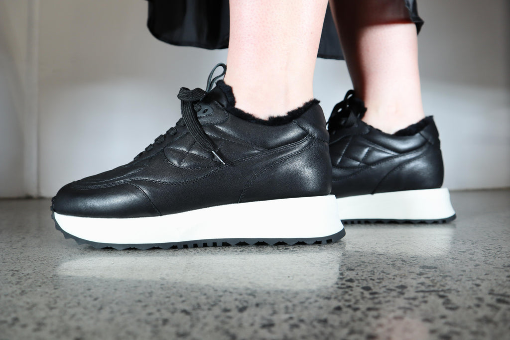 Maxim Black Nappa Quilt Black Shearling / 36 Footwear Minx